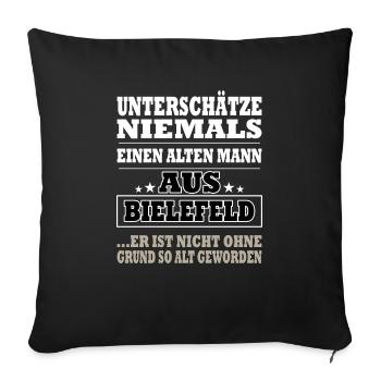 Alter Mann aus Bielefeld Bielefelder - Sofakissenbezug 45 x 45 cm - Schwarz - Vorne