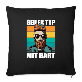 Bart Bartträger bartpflege Schnurrbart Hipster - Sofakissenbezug 45 x 45 cm - Schwarz - Vorne