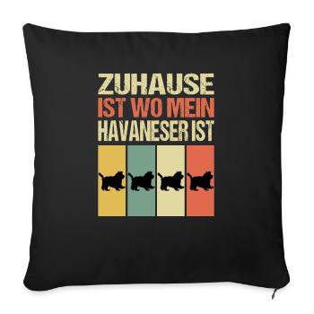 Havaneser Hund - Sofakissenbezug 45 x 45 cm - Schwarz - Vorne