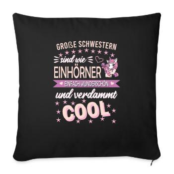 Große Schwester Überraschung Bruder Geschwister - Sofakissenbezug 45 x 45 cm - Schwarz - Vorne