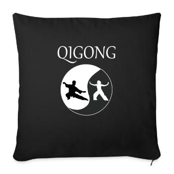 Qigong Ying Yang Yin yan Yoga - Housse de coussin décorative 45 x 45 cm - noir - Devant