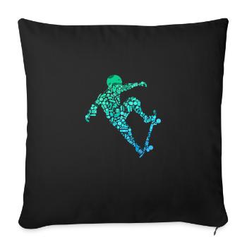 Skateboard Skate Stunt Motif for Boys and Kids - Sofa pillowcase 17,3'' x 17,3'' (45 x 45 cm) - black - Front