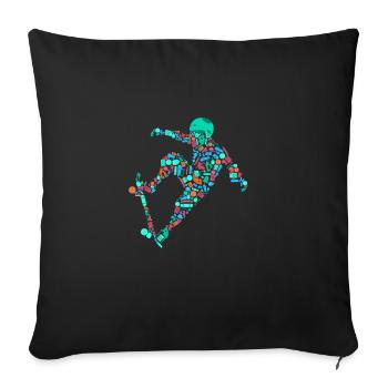 Skateboard Skate Stunt Motif for Boys and Kids - Sofa pillowcase 17,3'' x 17,3'' (45 x 45 cm) - black - Front