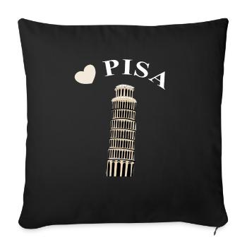 j’aime la ville de Pise Tour Italie cadeau - Housse de coussin décorative 45 x 45 cm - noir - Devant