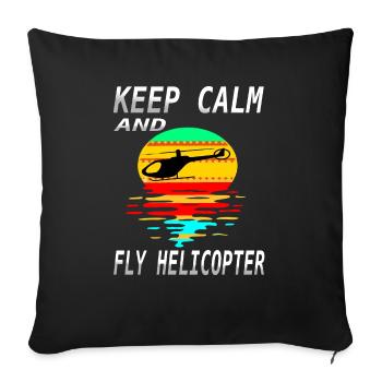 Hélicoptères volant pilotes renard idée cadeau - Housse de coussin décorative 45 x 45 cm - noir - Devant