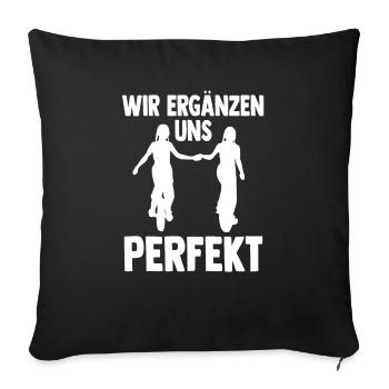 Einrad Zwilling Bruder Schwester Radsport Einräder - Sofakissenbezug 45 x 45 cm - Schwarz - Vorne