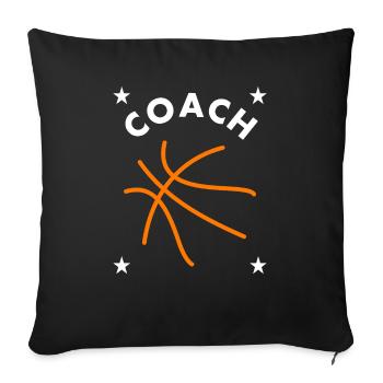 Basket-ball basket-ball coach - Housse de coussin décorative 45 x 45 cm - noir - Devant