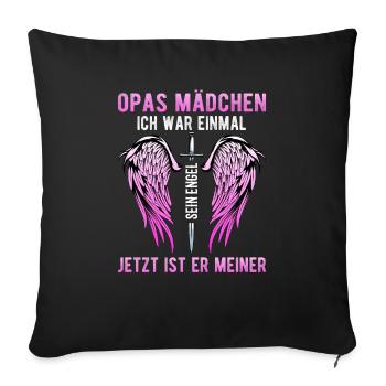 Opas Mädchen Ich War Einmal Sein Engel - Sofakissenbezug 45 x 45 cm - Schwarz - Vorne