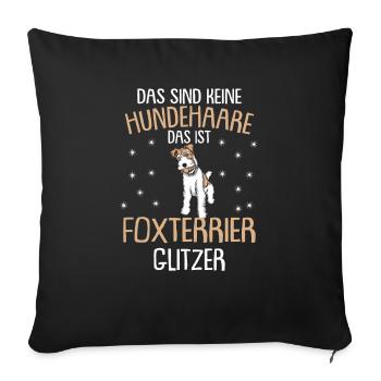 Foxterrier Glitzer Hundehaare | Foxterrier T-Shirt - Sofakissenbezug 45 x 45 cm - Schwarz - Vorne