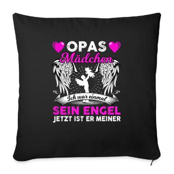 Opas Mädchen Ich War Einmal Sein Engel - Sofakissenbezug 45 x 45 cm - Schwarz - Vorne