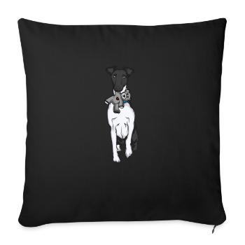 Foxterrier Drahthaar Kuscheltier - Sofakissenbezug 45 x 45 cm - Schwarz - Vorne