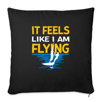 J’ai l’impression de voler la planche à voile - Housse de coussin décorative 45 x 45 cm - noir - Devant