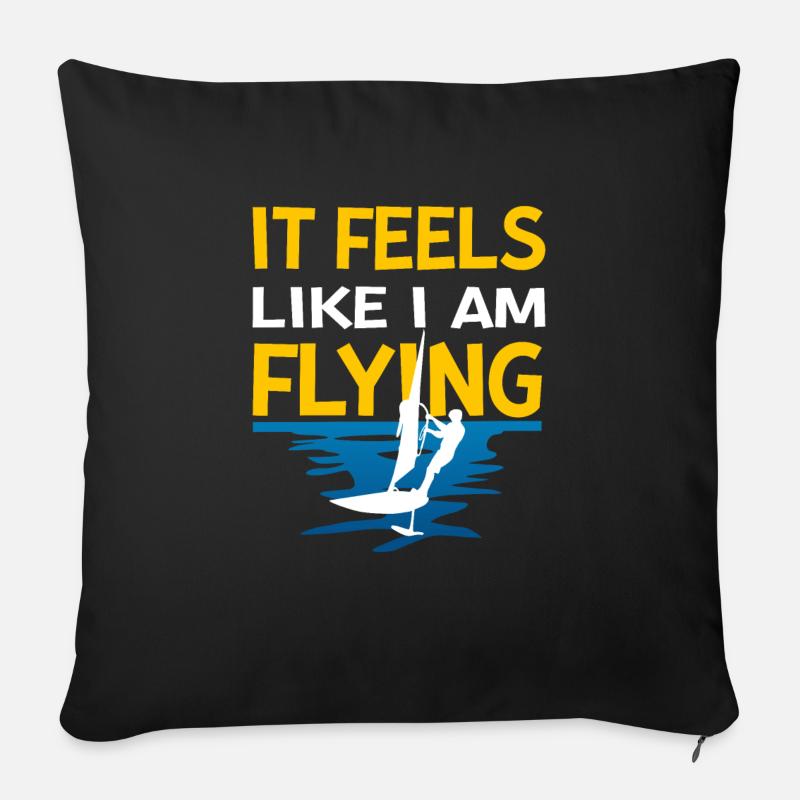 J’ai l’impression de voler la planche à voile - Housse de coussin décorative 45 x 45 cm - noir