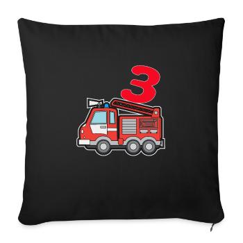 J’ai déjà 3 | 3ème anniversaire des pompiers garçons - Housse de coussin décorative 45 x 45 cm - noir - Devant