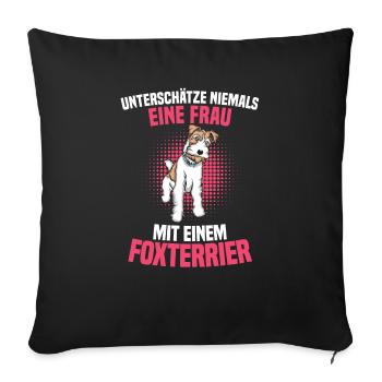Foxterrier Drahthaar | Foxterrier - Sofakissenbezug 45 x 45 cm - Schwarz - Vorne