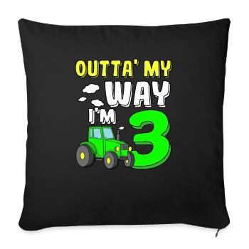 J’ai trois | 3. Enfants d’anniversaire tracteur - Housse de coussin décorative 45 x 45 cm - noir - Devant