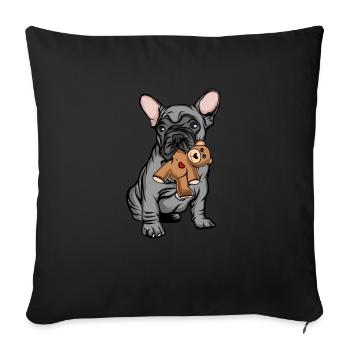 French Bulldog peluche - Housse de coussin décorative 45 x 45 cm - noir - Devant