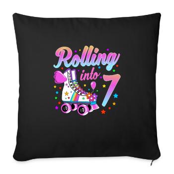 Kinder Geburtstagsshirt 7. Geburtstag Rollschuhe - Sofakissenbezug 45 x 45 cm - Schwarz - Vorne