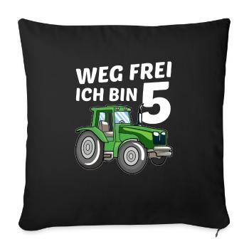 Ich bin 5 Jahre 5 . Traktor Geburtstag Trecker - Sofakissenbezug 45 x 45 cm - Schwarz - Vorne