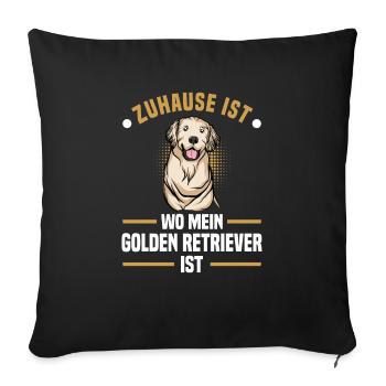 Golden-Retriever | Golden Retriever - Sofakissenbezug 45 x 45 cm - Schwarz - Vorne