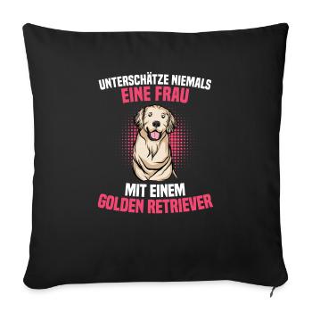 Golden-Retriever | Golden Retriever - Sofakissenbezug 45 x 45 cm - Schwarz - Vorne