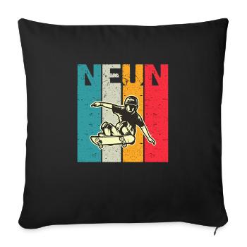 Ich bin schon 9 | 9. Geburtstag Jungen Skateboard - Sofakissenbezug 45 x 45 cm - Schwarz - Vorne