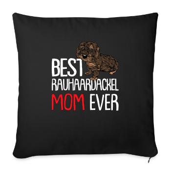 Teckel Dog mère femme tréacle de cheveux rugueux - Housse de coussin décorative 45 x 45 cm - noir - Devant