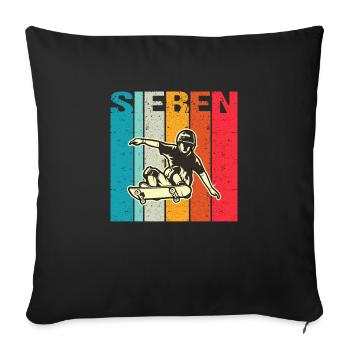 Ich bin schon 7 | 7. Geburtstag Jungen Skateboard - Sofakissenbezug 45 x 45 cm - Schwarz - Vorne