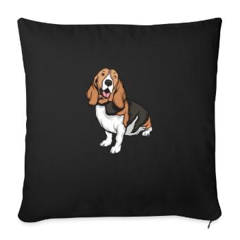 Basset Hound - Housse de coussin décorative 45 x 45 cm - noir - Devant