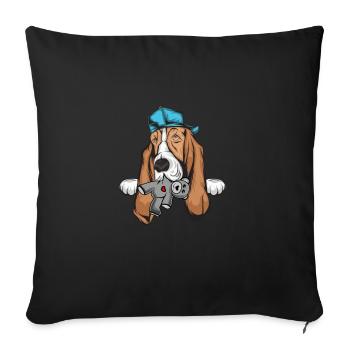 Basset Hound - Housse de coussin décorative 45 x 45 cm - noir - Devant