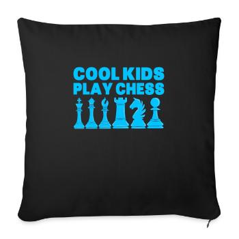 Cool Kids Play Chess - Sofa pillowcase 17,3'' x 17,3'' (45 x 45 cm) - black - Front