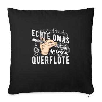 Musik Instrument Flöte | Querflöte - Sofakissenbezug 45 x 45 cm - Schwarz - Vorne