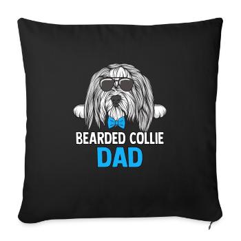 Chien Père Chiot Mère Bearded Collie - Housse de coussin décorative 45 x 45 cm - noir - Devant