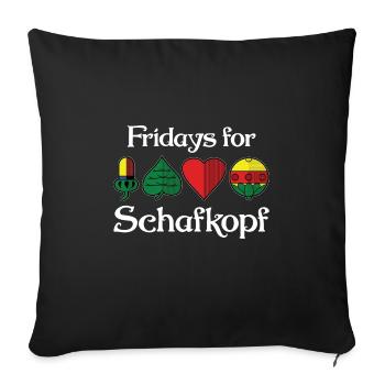 Schafkopf Skat Kartenspiel | Doppelkopf - Sofakissenbezug 45 x 45 cm - Schwarz - Vorne