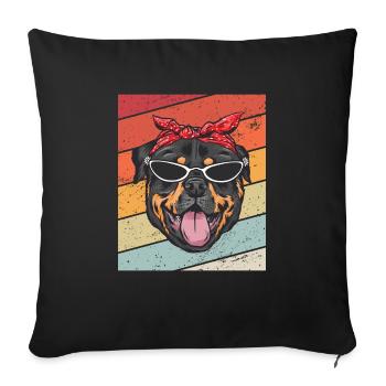 Rottweiler cuddly toy - Sofa pillowcase 17,3'' x 17,3'' (45 x 45 cm) - black - Front