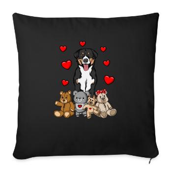 Appenzeller Mountain Dog Cuddly Toy Dog - Sofa pillowcase 17,3'' x 17,3'' (45 x 45 cm) - black - Front