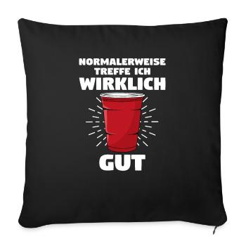 Beerpong Trinkspiel | Bier Pong - Sofakissenbezug 45 x 45 cm - Schwarz - Vorne