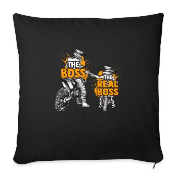 Père Fils Motocross Partenaire Look - Housse de coussin décorative 45 x 45 cm - noir - Devant