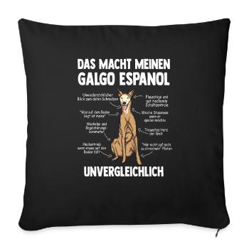 Windhund Galgo Espanol - Sofakissenbezug 45 x 45 cm - Schwarz - Vorne