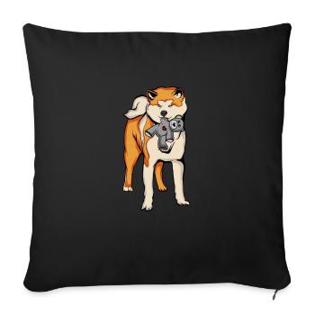 Akita Inu - Sofa pillowcase 17,3'' x 17,3'' (45 x 45 cm) - black - Front