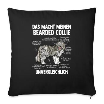Bearded Collie - Sofakissenbezug 45 x 45 cm - Schwarz - Vorne