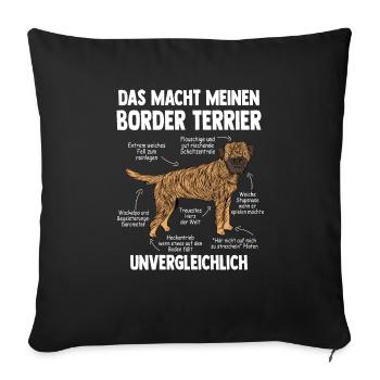 Border Terrier - Sofakissenbezug 45 x 45 cm - Schwarz - Vorne