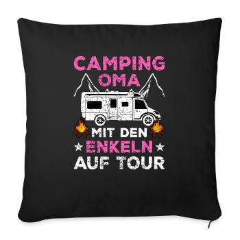 Camping Oma - Sofakissenbezug 45 x 45 cm - Schwarz - Vorne