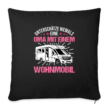 Camping Oma - Sofakissenbezug 45 x 45 cm - Schwarz - Vorne