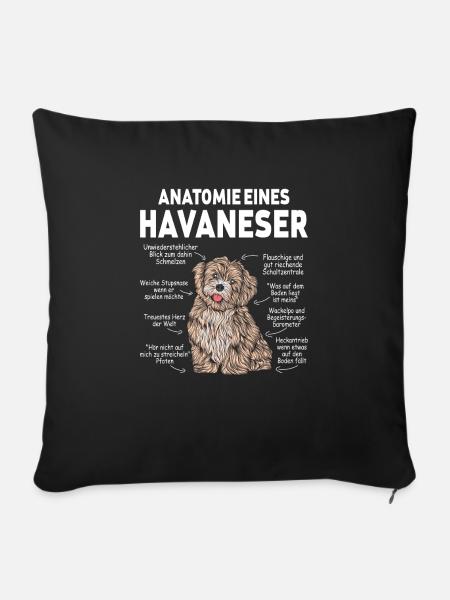 Anatomie eines Havaneser - Sofakissenbezug 45 x 45 cm - Schwarz