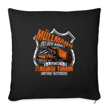 Müllwerker Müllabfuhr Müllmann - Sofakissenbezug 45 x 45 cm - Schwarz - Vorne