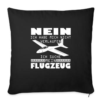 Modellflugzeug Modellfliegen Modellflieger - Sofakissenbezug 45 x 45 cm - Schwarz - Vorne
