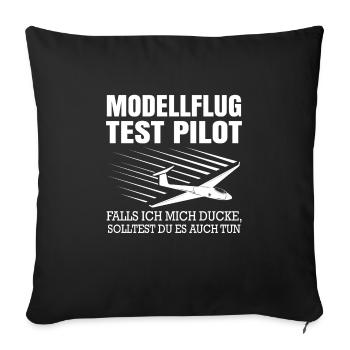 Modellflugzeug Modellfliegen Modellflieger - Sofakissenbezug 45 x 45 cm - Schwarz - Vorne