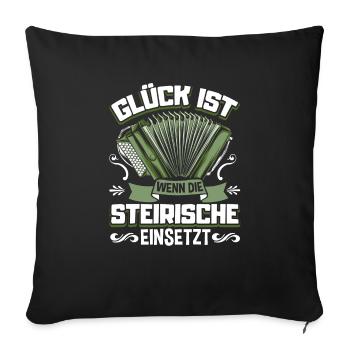 Quetschn Steirische Harmonika Volksmusik - Sofakissenbezug 45 x 45 cm - Schwarz - Vorne