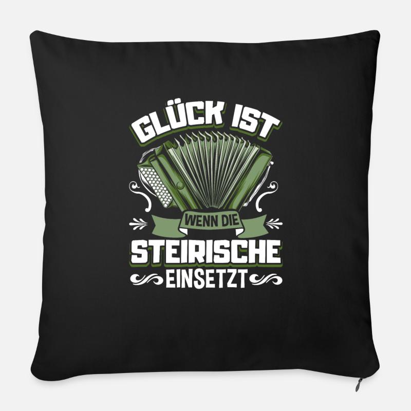 Quetschn Steirische Harmonika Volksmusik - Sofakissenbezug 45 x 45 cm - Schwarz